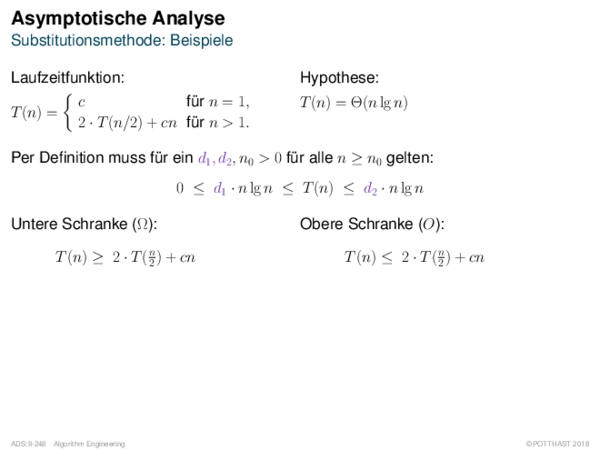 Asymptotische Analyse Substitutionsmethode: Beispiele