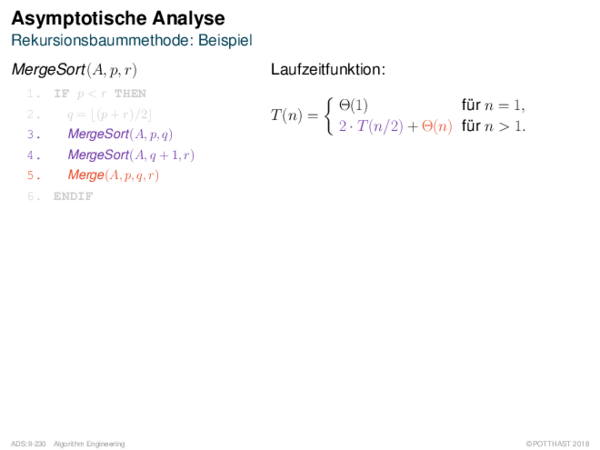 Asymptotische Analyse Rekursionsbaummethode: Beispiel