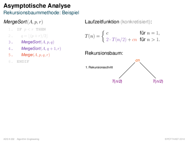 Asymptotische Analyse Rekursionsbaummethode: Beispiel
