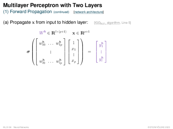 Multilayer Perceptron with Two Layers (1) Forward Propagation