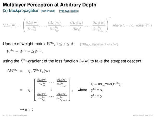 Multilayer Perceptron at Arbitrary Depth (2) Backpropagation
