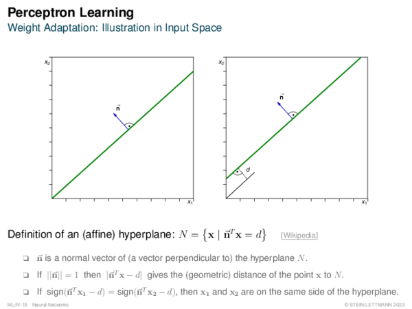 Perceptron Learning Weight Adaptation: Illustration in Input Space