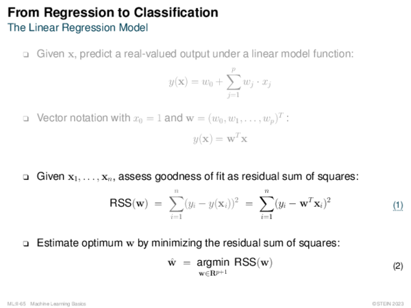 From Regression to Classification The Linear Regression Model