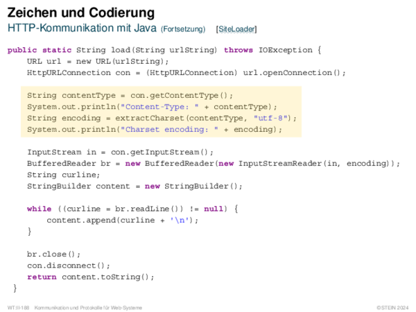 Zeichen und Codierung HTTP-Kommunikation mit Java