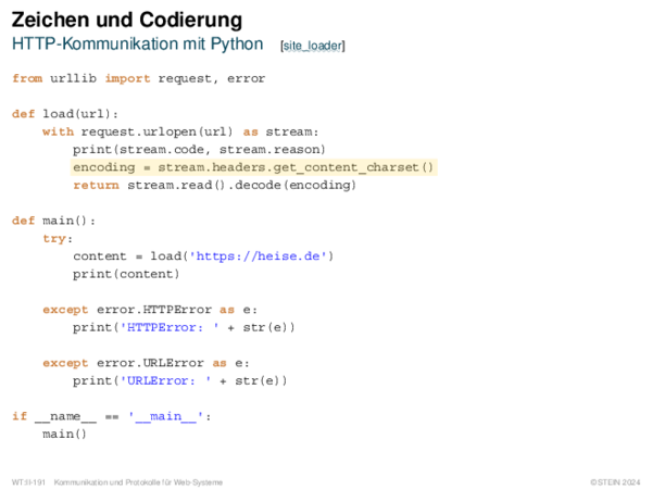 Zeichen und Codierung HTTP-Kommunikation mit Python