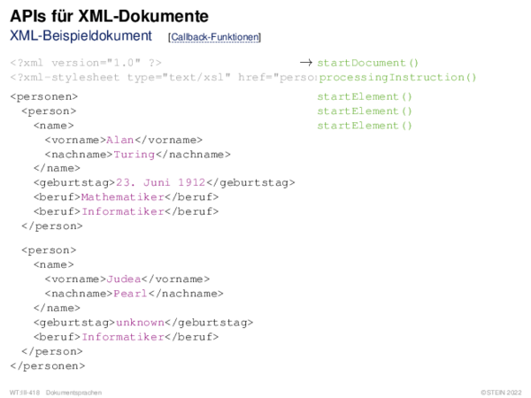 APIs für XML-Dokumente XML-Beispieldokument