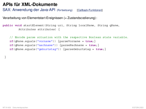 APIs für XML-Dokumente SAX: Anwendung der Java-API