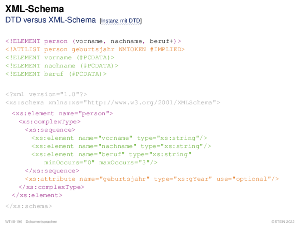XML-Schema DTD versus XML-Schema